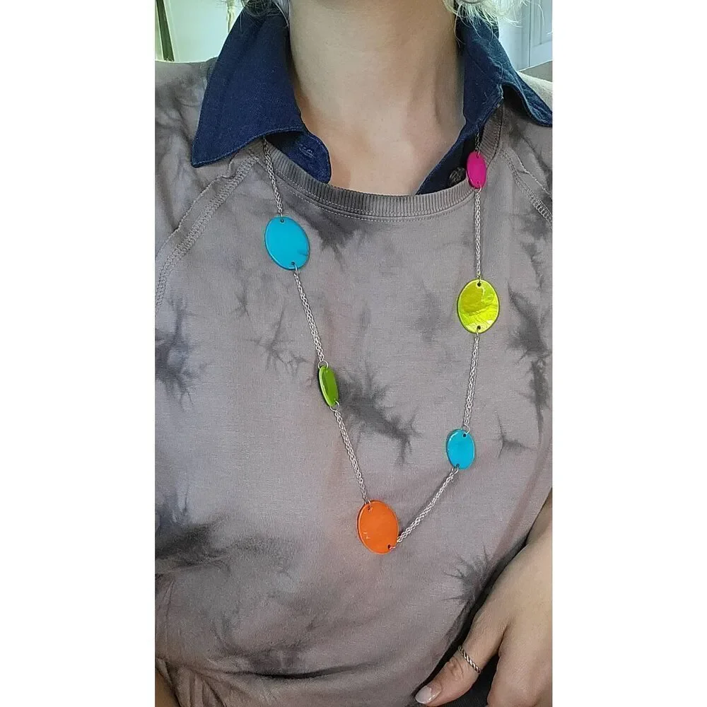 Vintage 90s Abstract Chunky Funky Dyed Shell Necklace